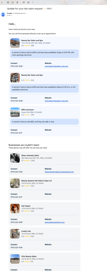 Ergebnisse der KI-Abfrage in Google