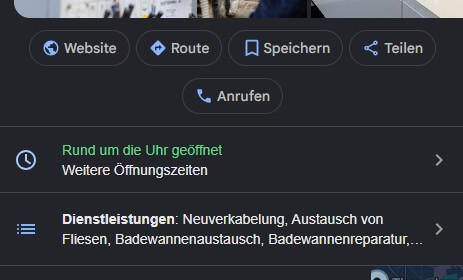 Google Unternehmensprofil Dienstleistungen