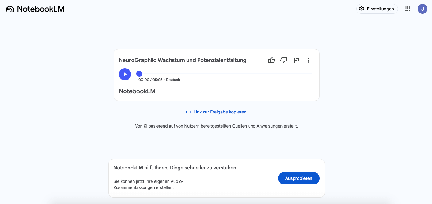 Audiozusammenfassung zu NeuroGraphik von NotebookLM