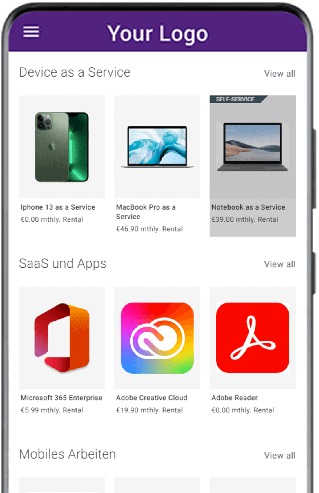 Ordering portal for customers