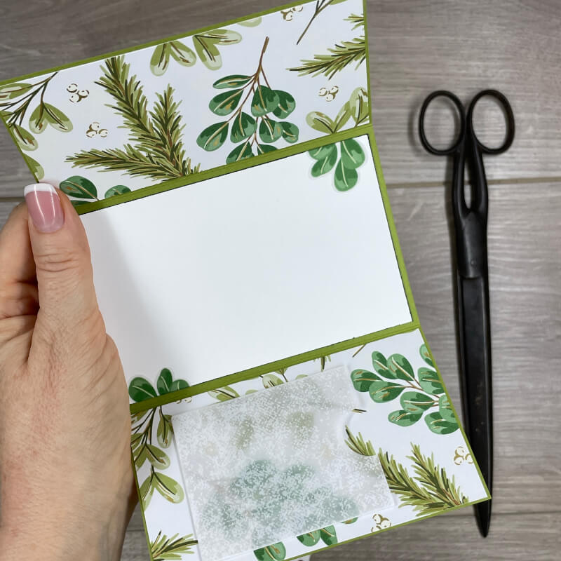 stampin up gruen goldene weihnachten gutscheinkarte mit banderole 6