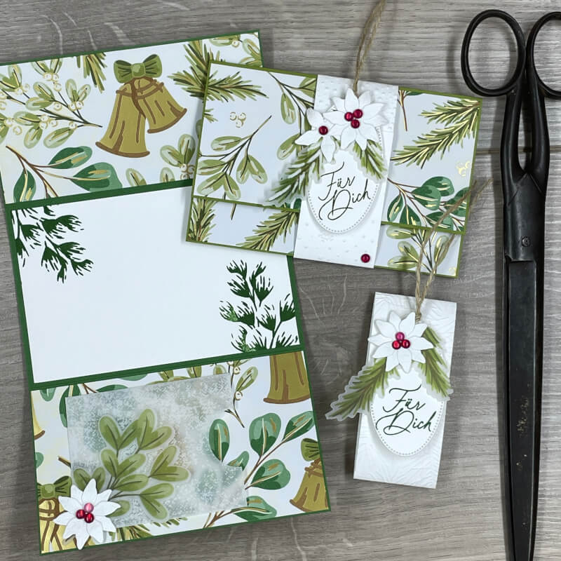 stampin up gruen goldene weihnachten gutscheinkarte mit banderole 9
