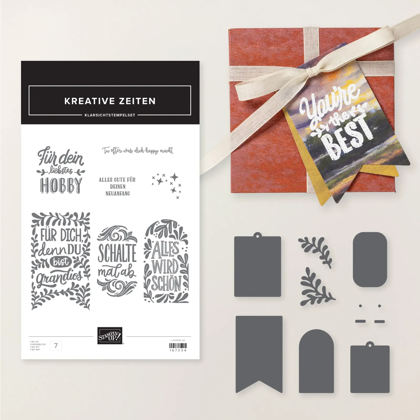 Stempelset und Stanzformen mit einer Karte