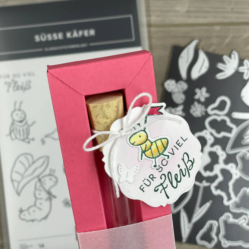 suesse kaefer stampin up geschenkbox mit roehrchen