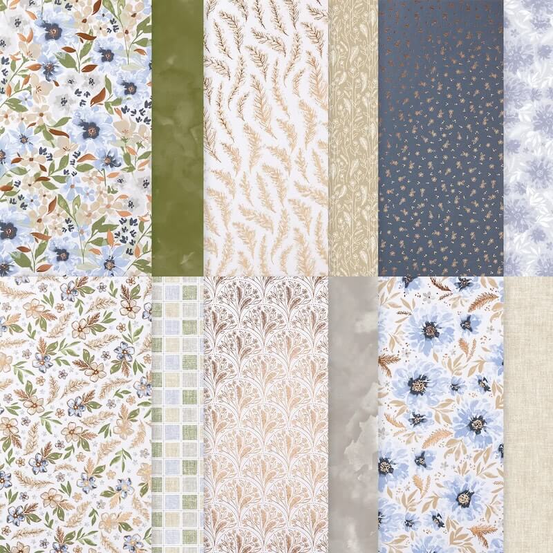 Bogen des Besonderen Designerpapiers in Blau, Oliv und Sandtönen