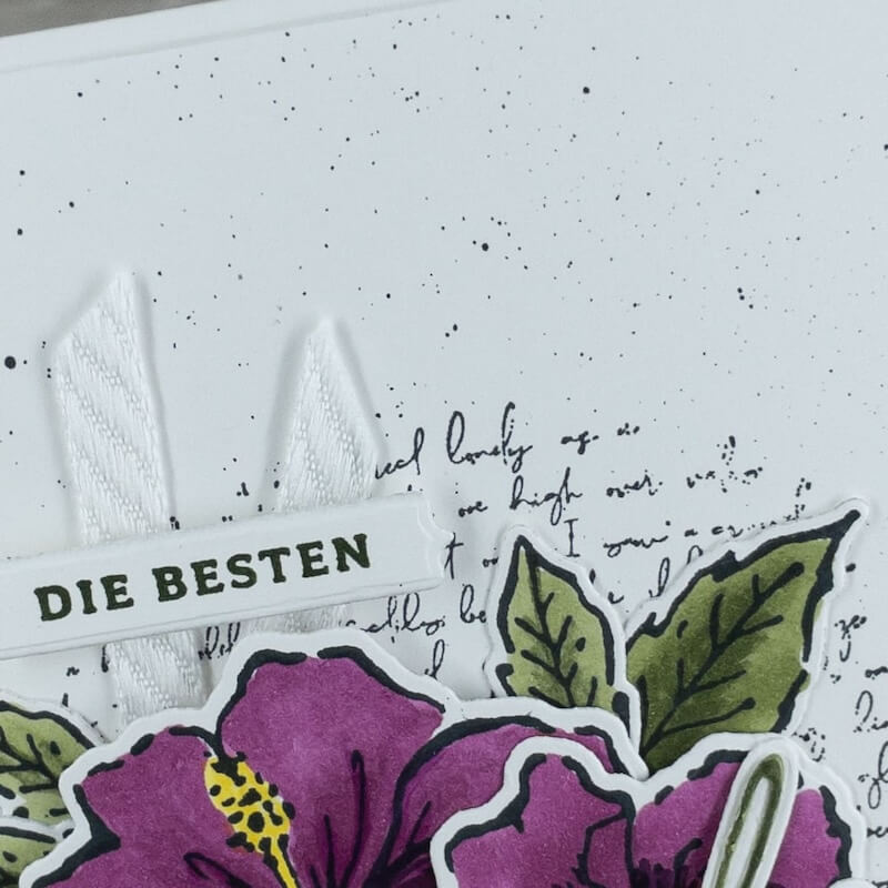 Nahaufnahme des Etiketts Die besten mit gesprenkeltem Hintergrund