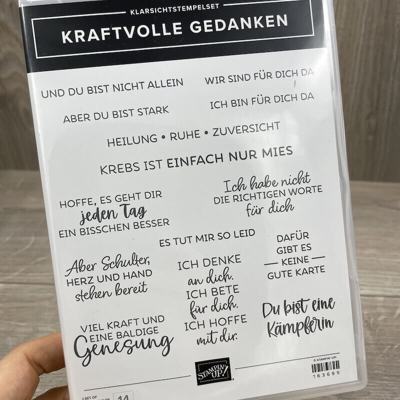 Klarsichtstempelset Kraftvolle Gedanken mit Sprüchen für Trost und Genesung