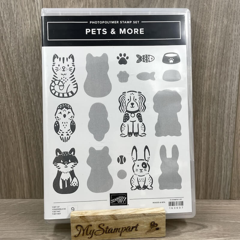 Stempelset Pets and More mit Katzen, Hunden, Hase und Waschbär samt passenden Stanzformen