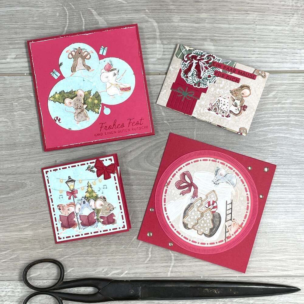 Einfache Weihnachtskarten basteln mit dem Designerpapier Kleine Weihnacht