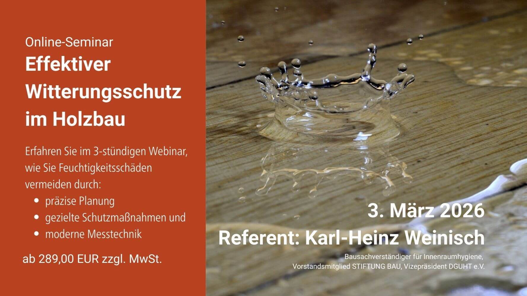 Online-Seminar: Effektiver Witterungsschutz im Holzbau
