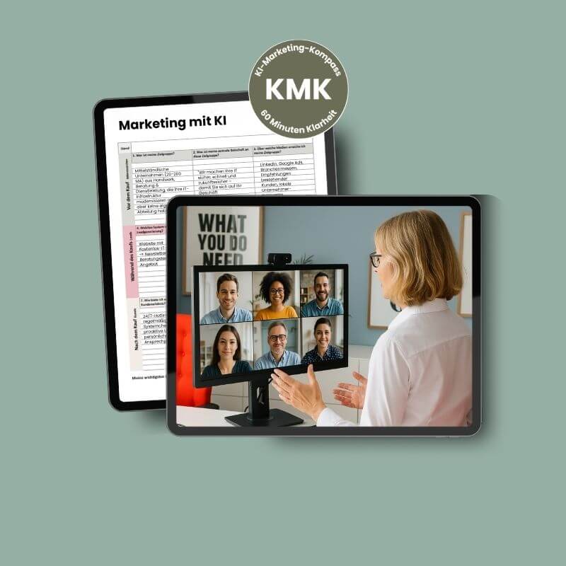 Tablet mit Workshop-Canvas für das KI-Sparring von Susanne Rohr – Strategie, Use Cases und Enablement für Marketingteams
