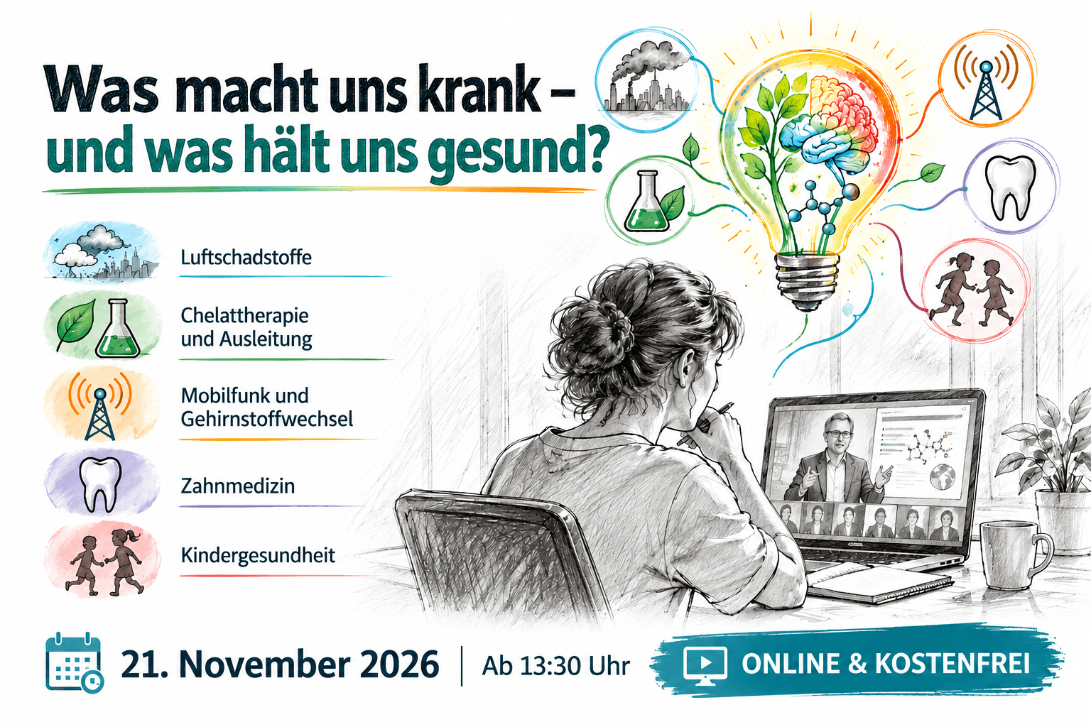 Umweltgifte, Mobilfunk, Zahnmedizin und Kindergesundheit – Kostenfreie Online-Fachvorträge der DGUHT
