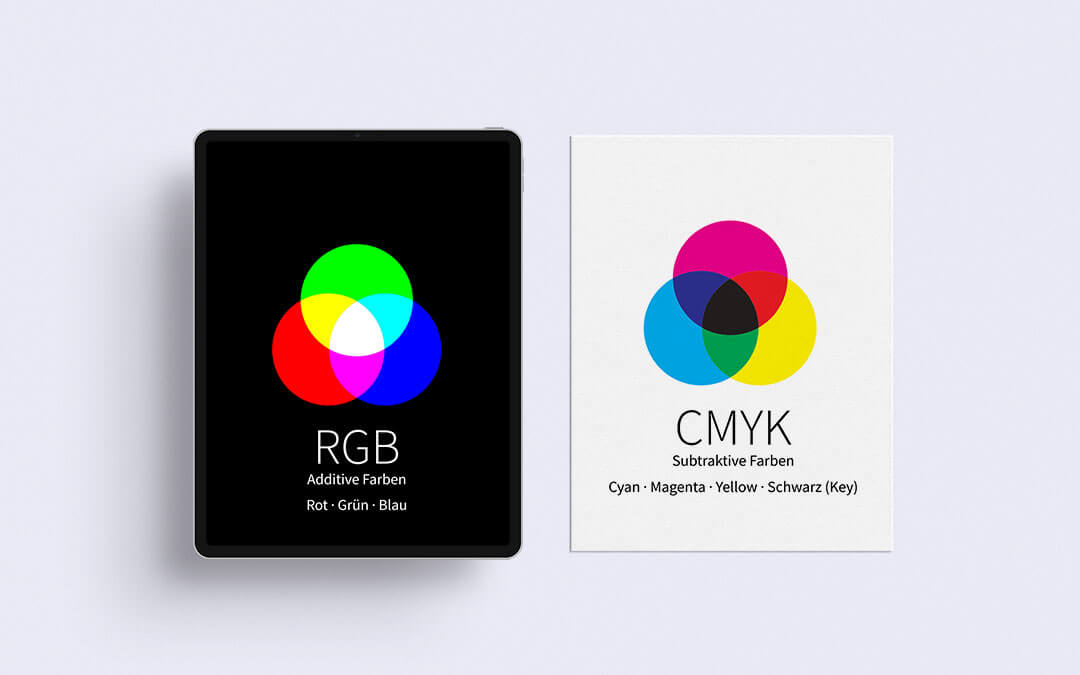 Farbmischung RGB und CMYK zum Vergleich