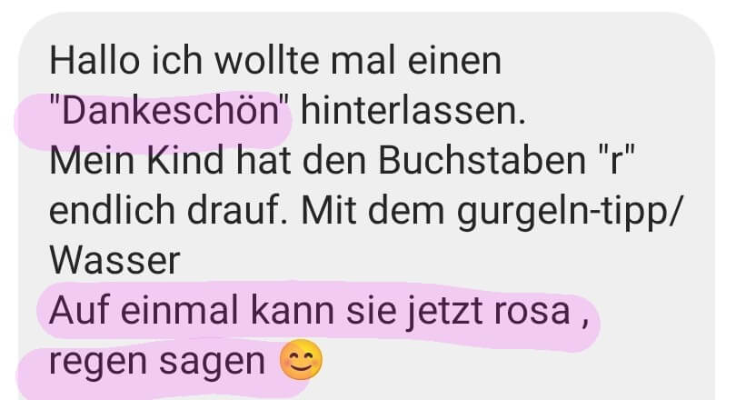 Originalbericht einer Mutter zur Aussprache des R