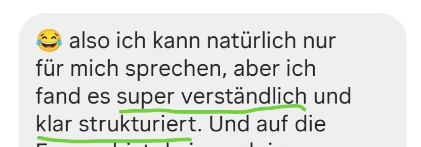 Originalrückmeldung: super verständlich und klar strukturiert