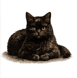 Eine schwarze Katze als Betrachterin des Augenblicks