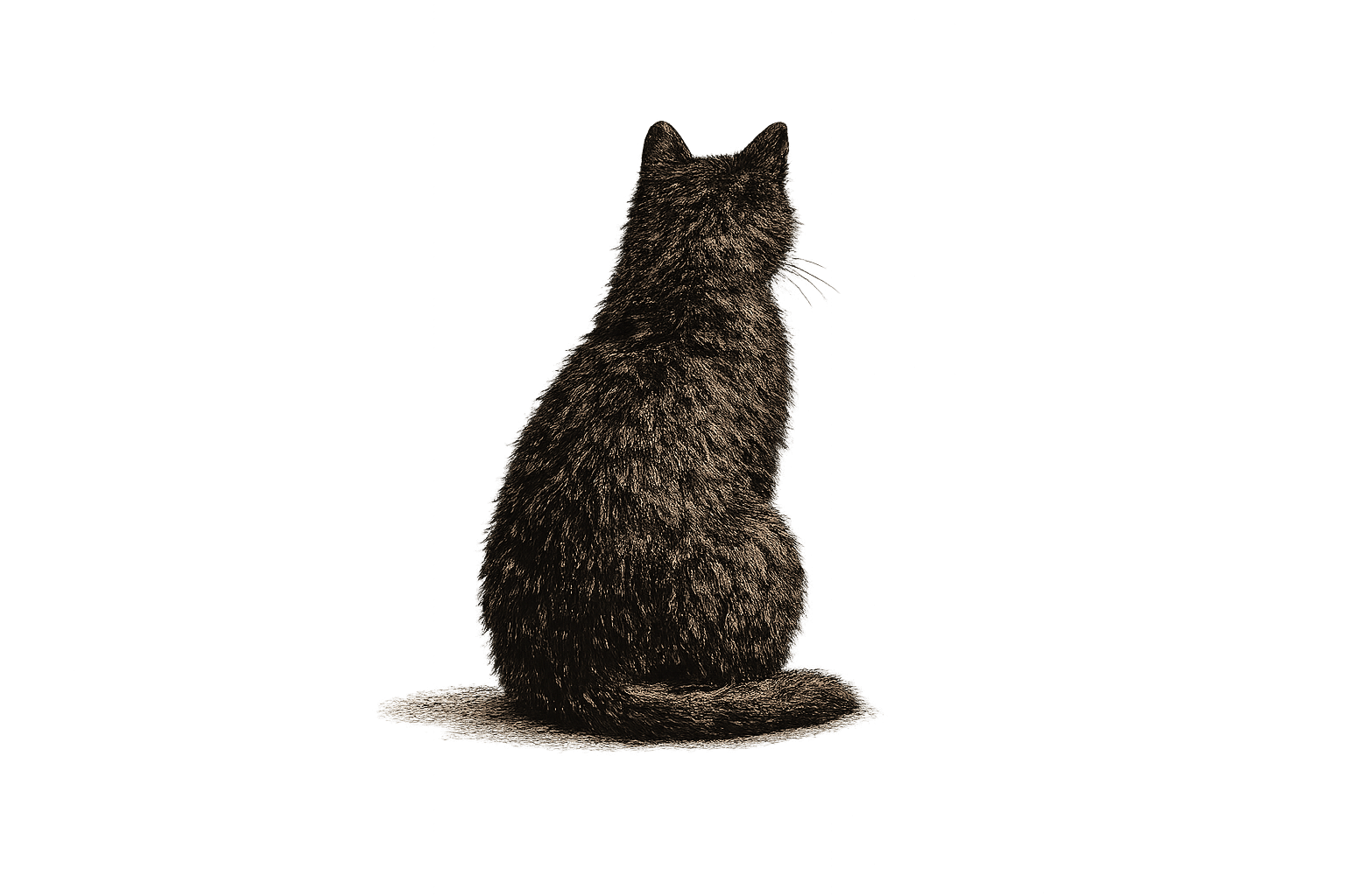 Eine schwarze Katze als Betrachterin der Quelle