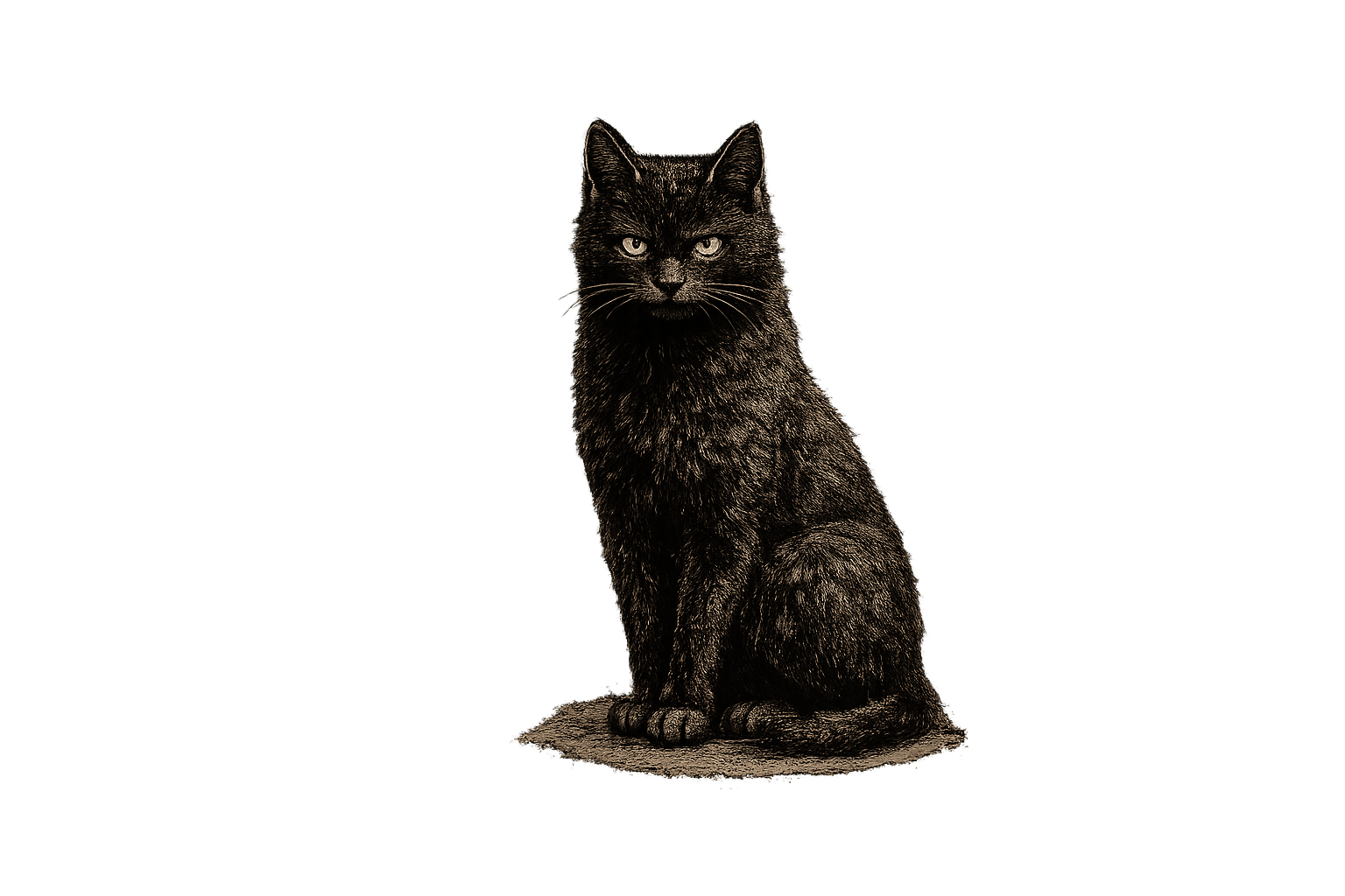 Eine schwarze Katze als Betrachterin der Quelle