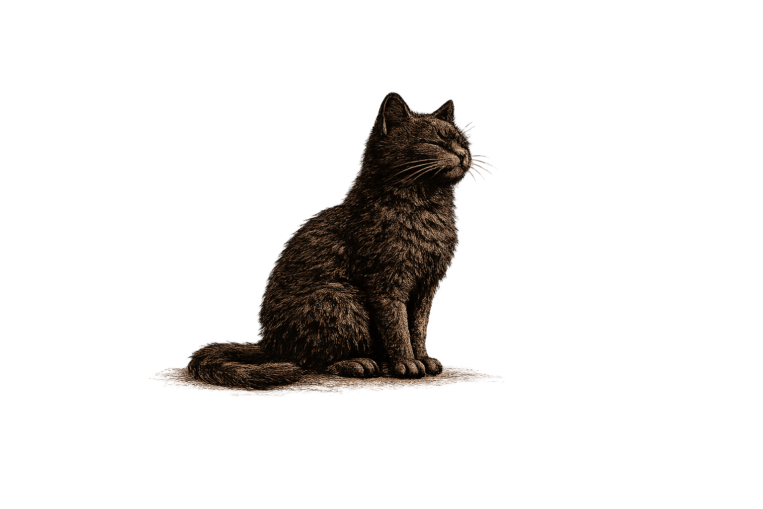 Eine schwarze Katze als Betrachterin der Quelle