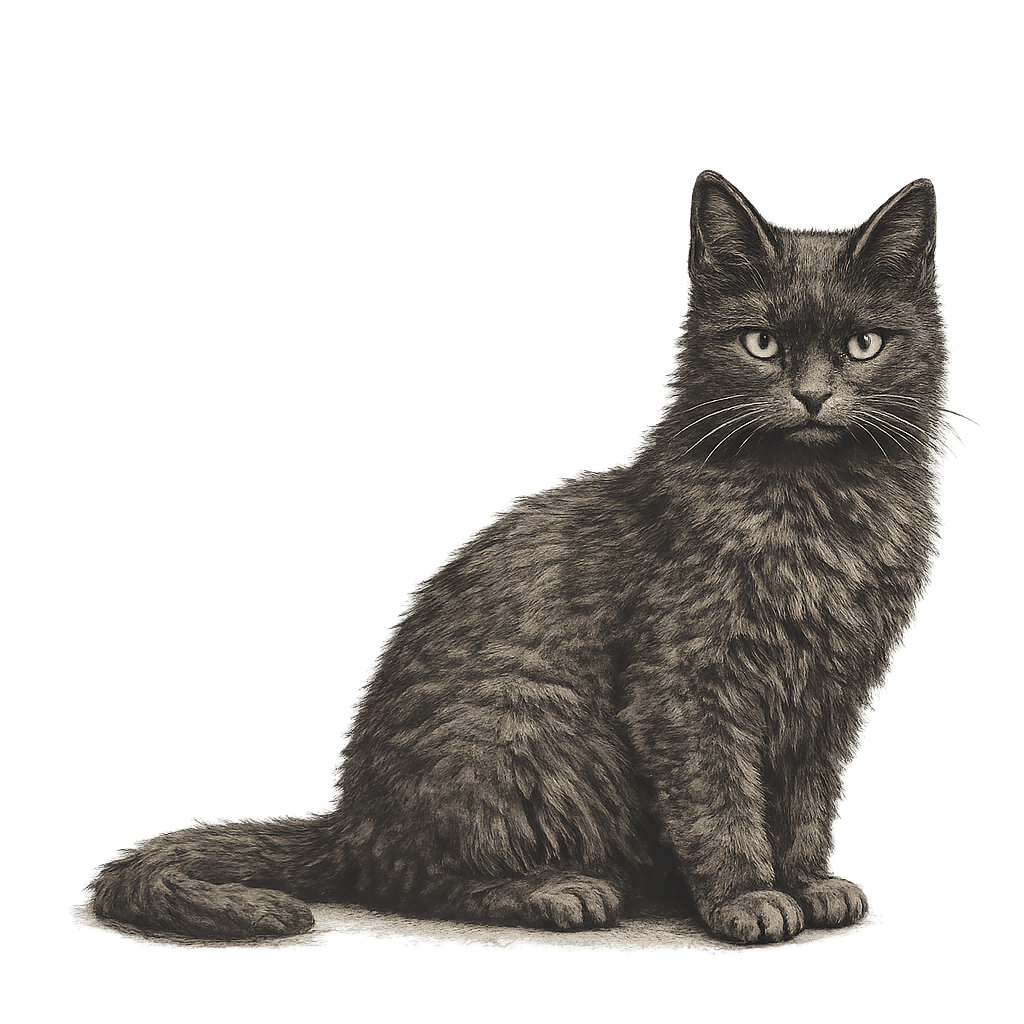 Schwarze Katze alt Hüterin der Wahrhaftigkeit und Schwelle