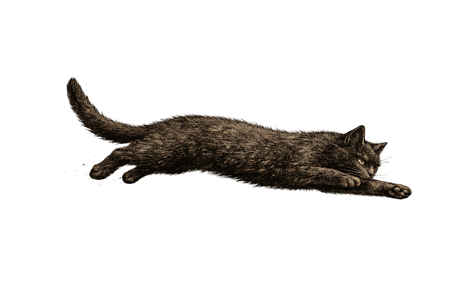 Eine springende schwarze Katze als Hüterin der Seite