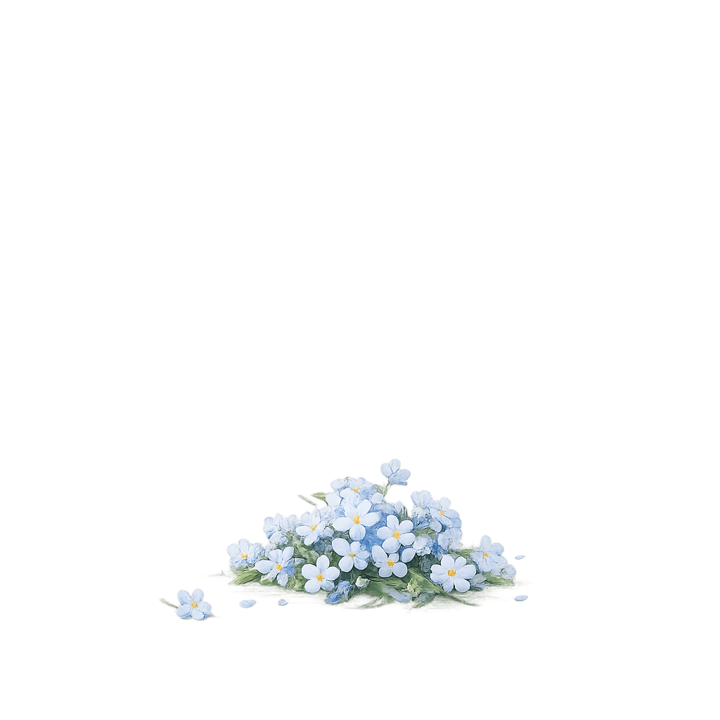 Ein Vergiss-Mein-Nicht Blatt als Zäsur.