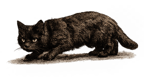 Eine spielende schwarze Katze