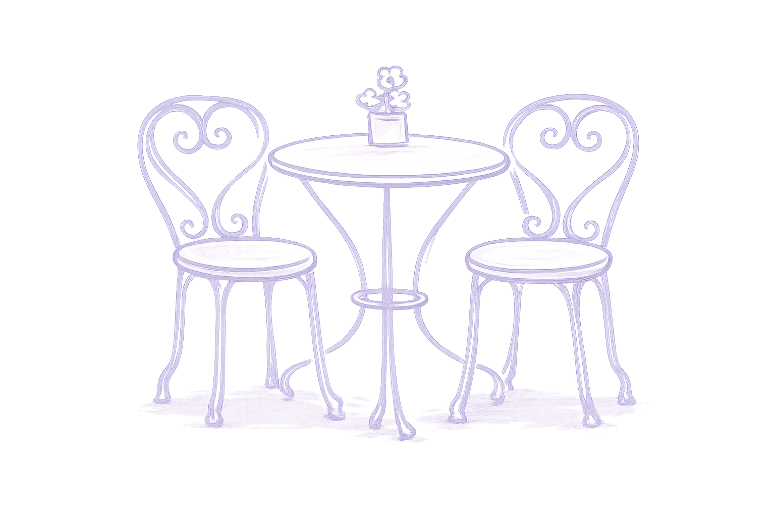 Bistrostuhl und Tisch Ensemble mit Blume auf dem Tisch.