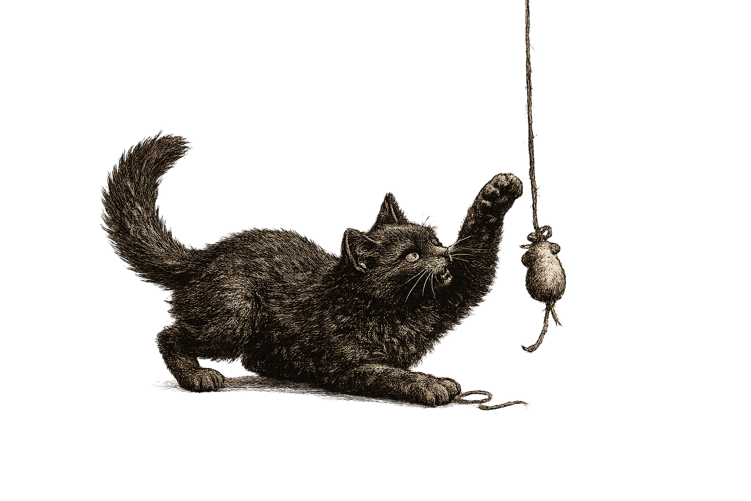 Eine spielende schwarze Katze