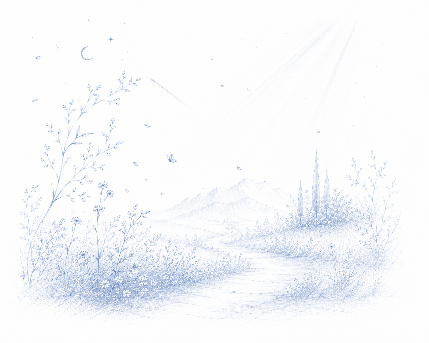 Wie durch Wolken udn Nebel gehende Blüten