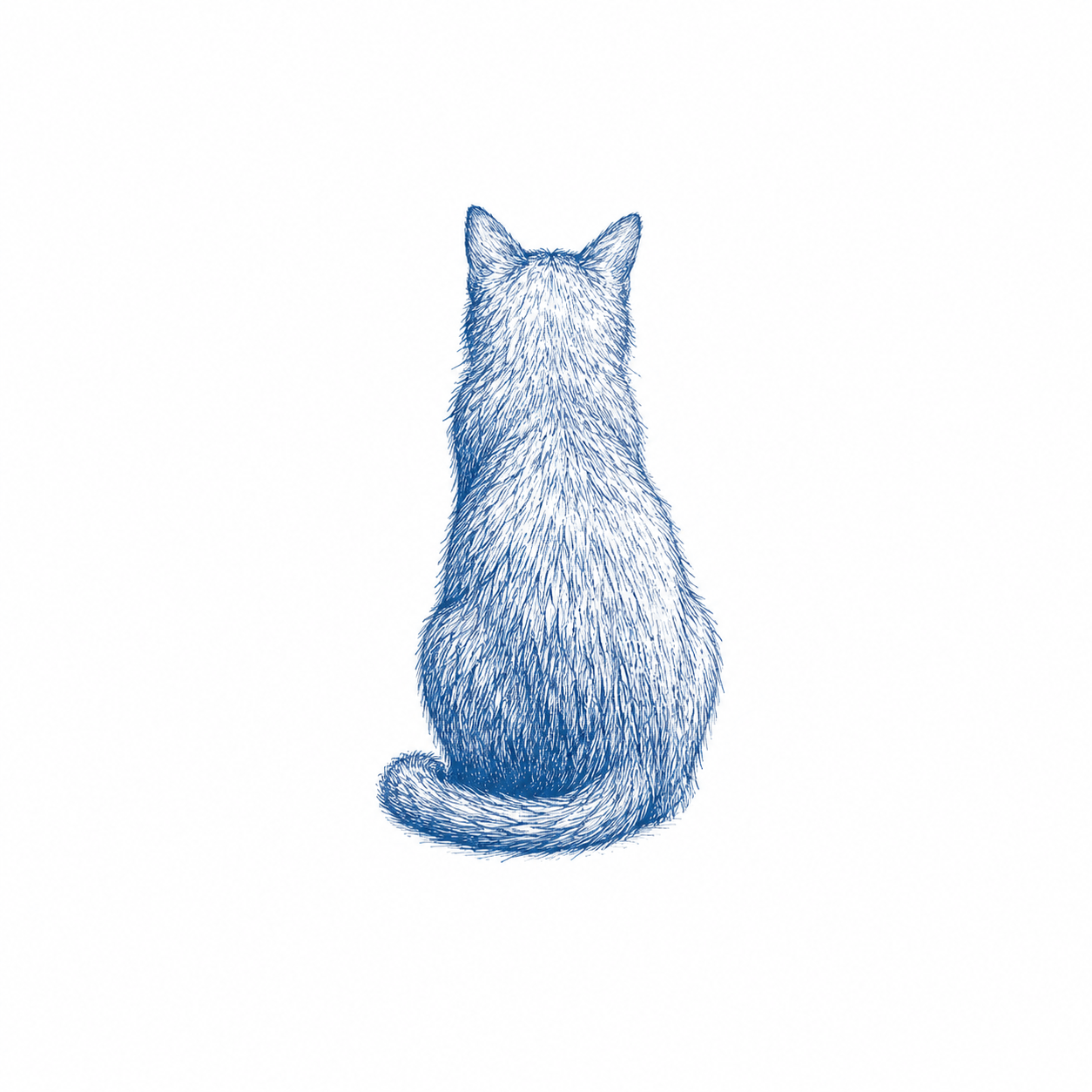 Die Hüterin der Schwelle - eine Katze gezeichnet mit dem Rücken zu uns.