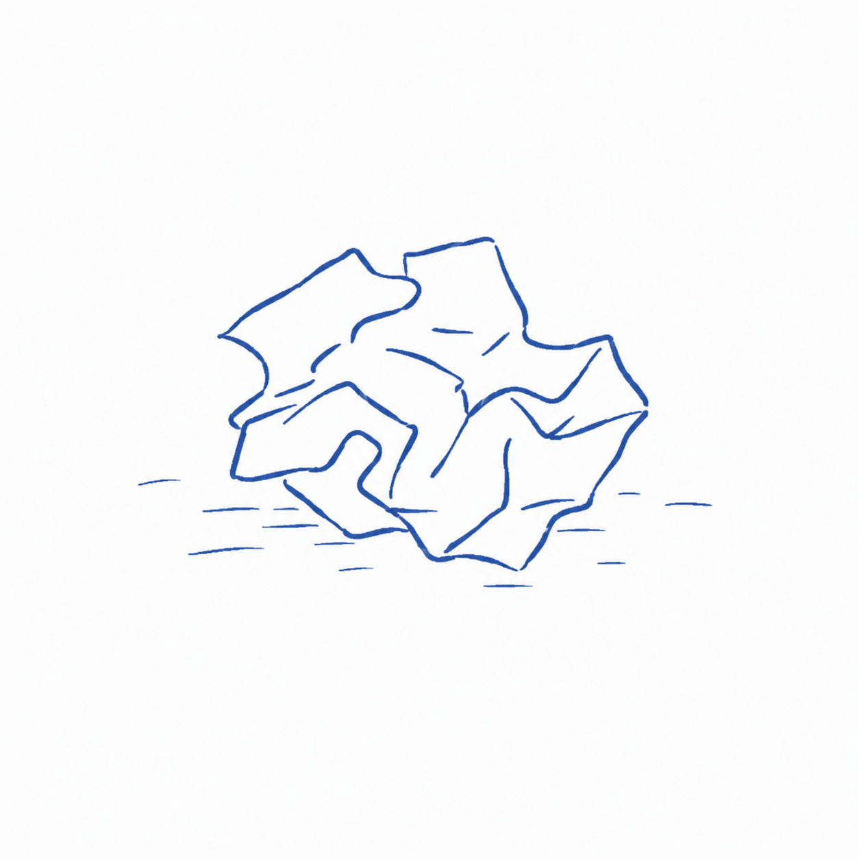 Geknülltes Papier, gezeichnet