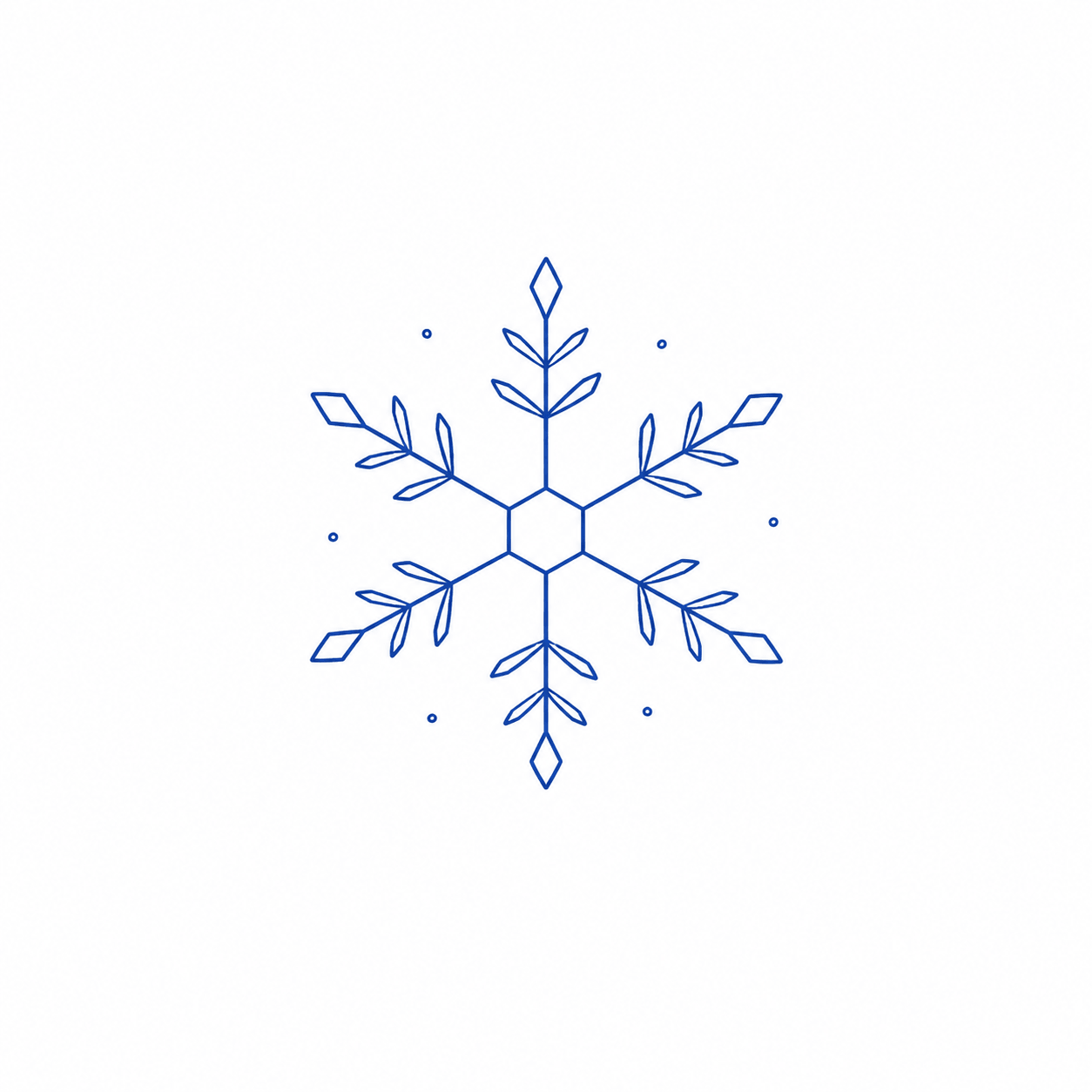 Eine gezeichnete Schneeflocke - in ihrem Kristall
