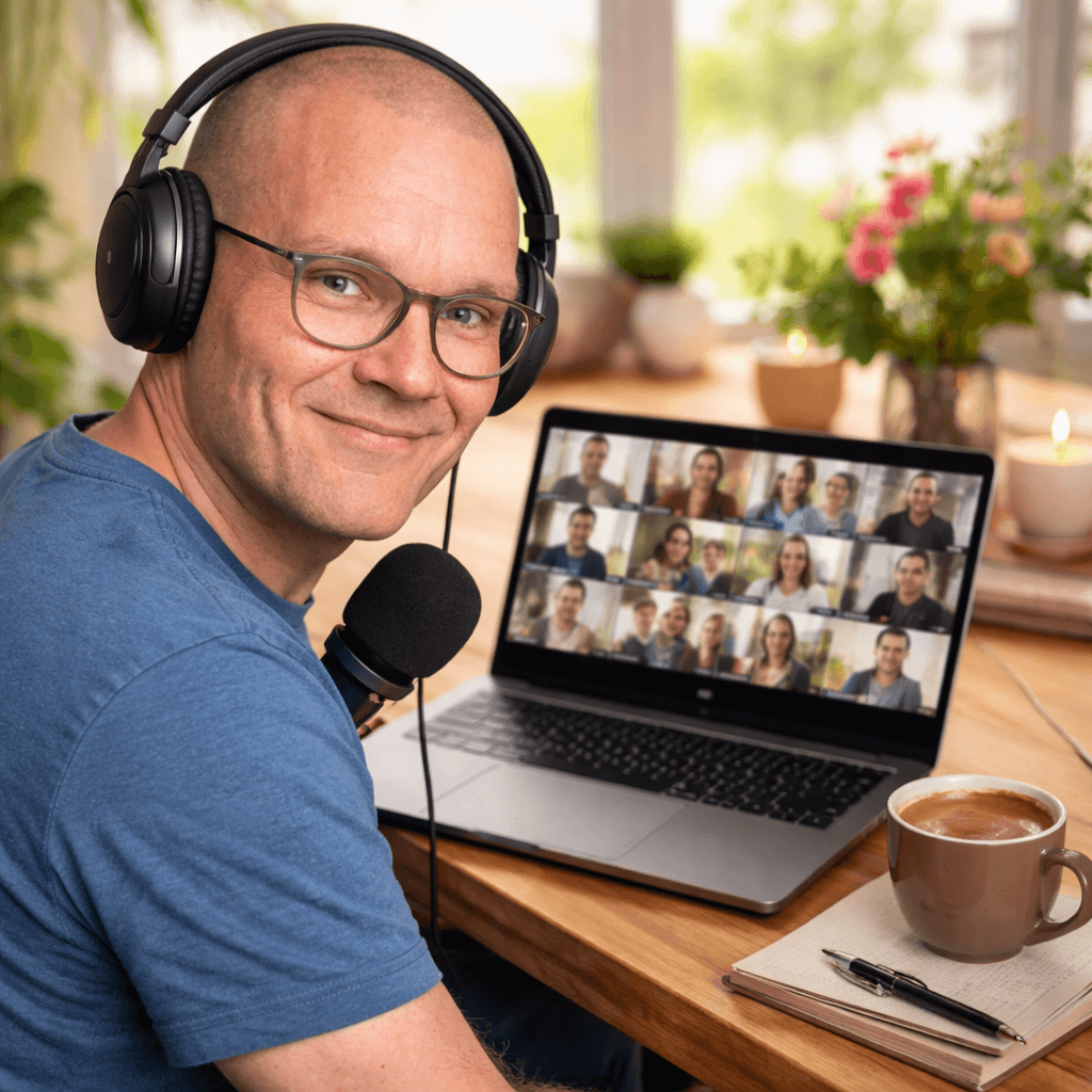 Oliver Haas begleitet ein Online-Kakaoritual über Zoom
