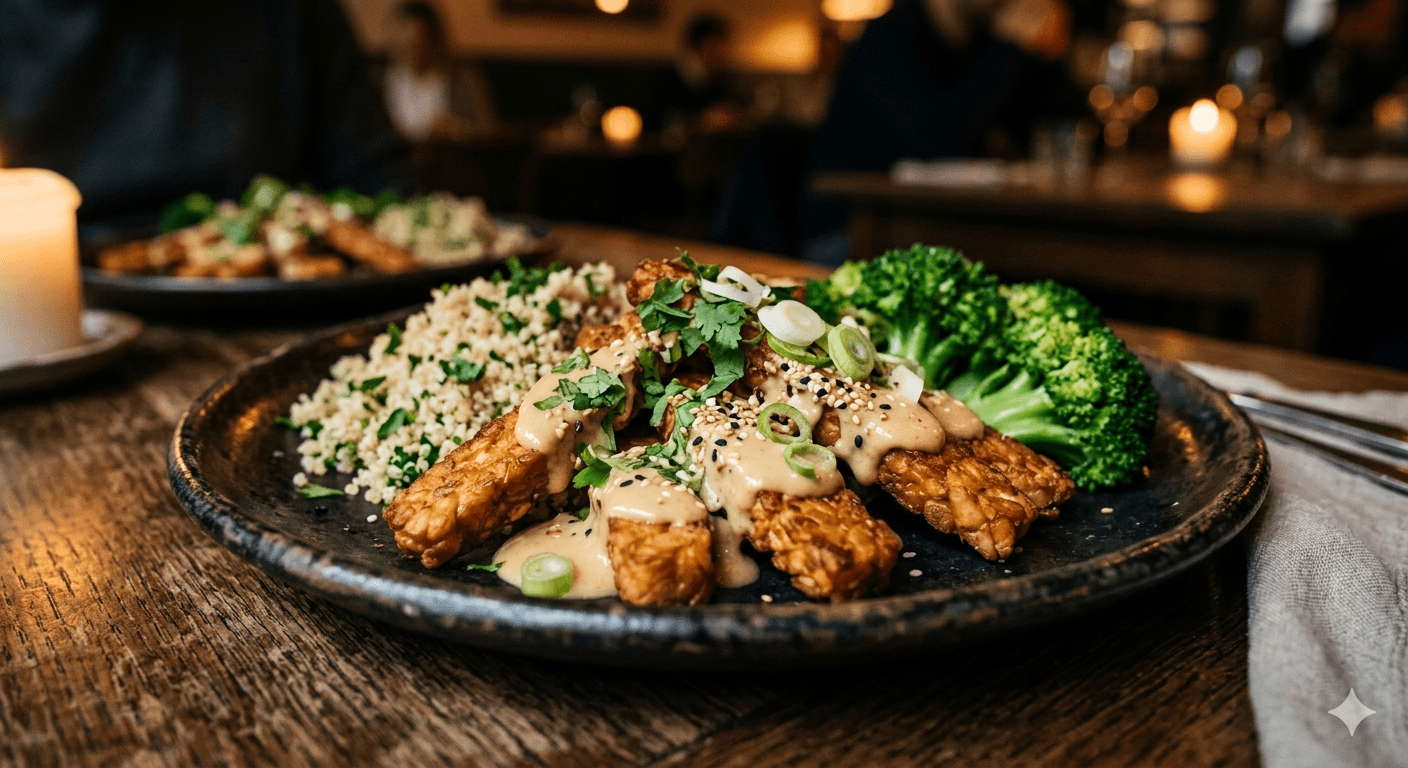Tempeh mit Mandelsoße