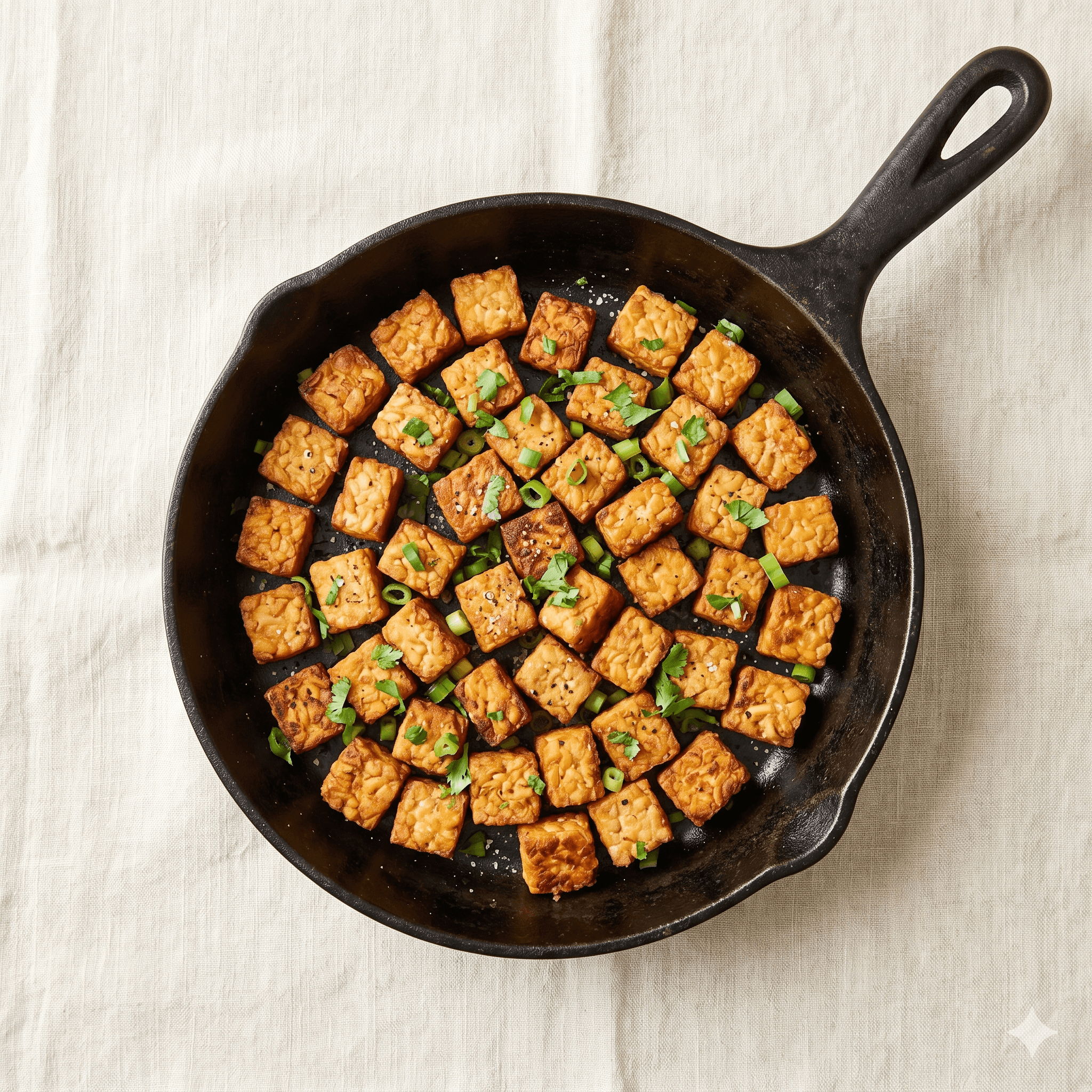 Pfanne mit knusprigem Tempeh