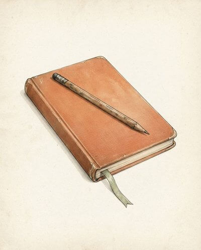 Zeichnung eines Notizbuchs mit Bleistift