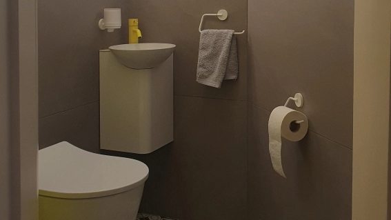 Kleines Gäste-WC mit starkem Charakter