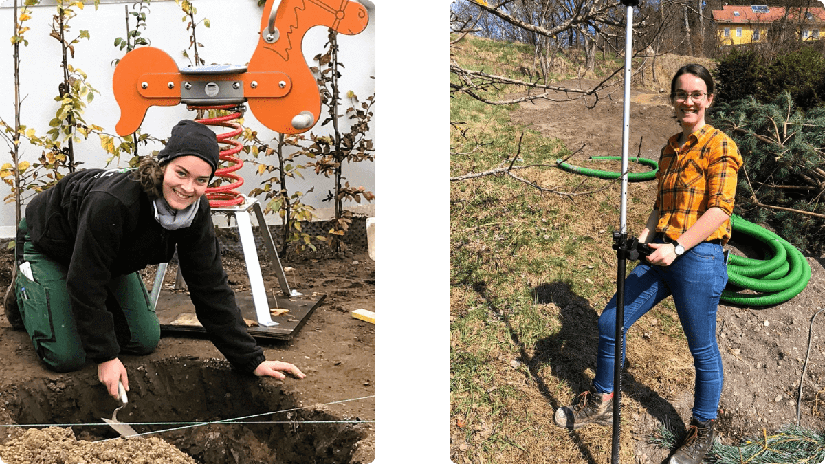 Kristina zum Beginn Ihrer Ausbildung und heute als Bauleiterin