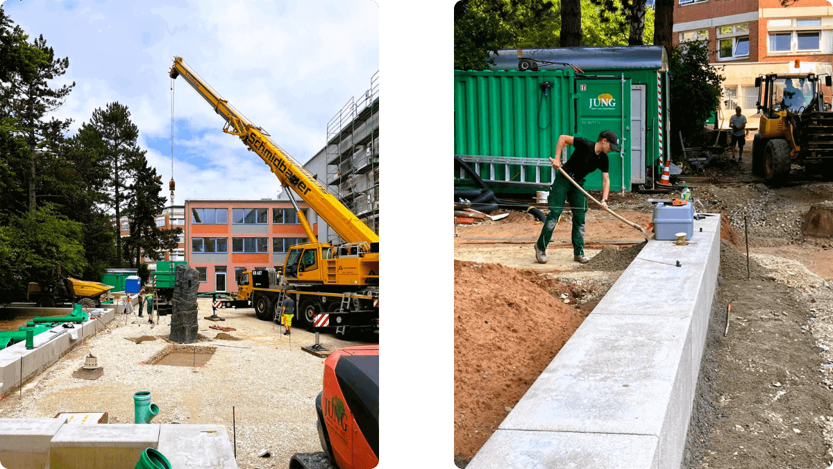 Bilder vom Baufortschritt am Schulzentrum Mitte in Schwabach