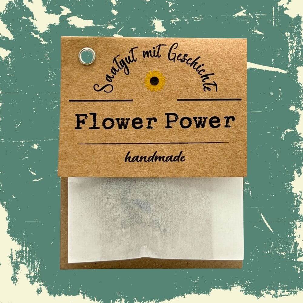 Foto des bloomie Flower Power-Sets mit Anzuchtinfos