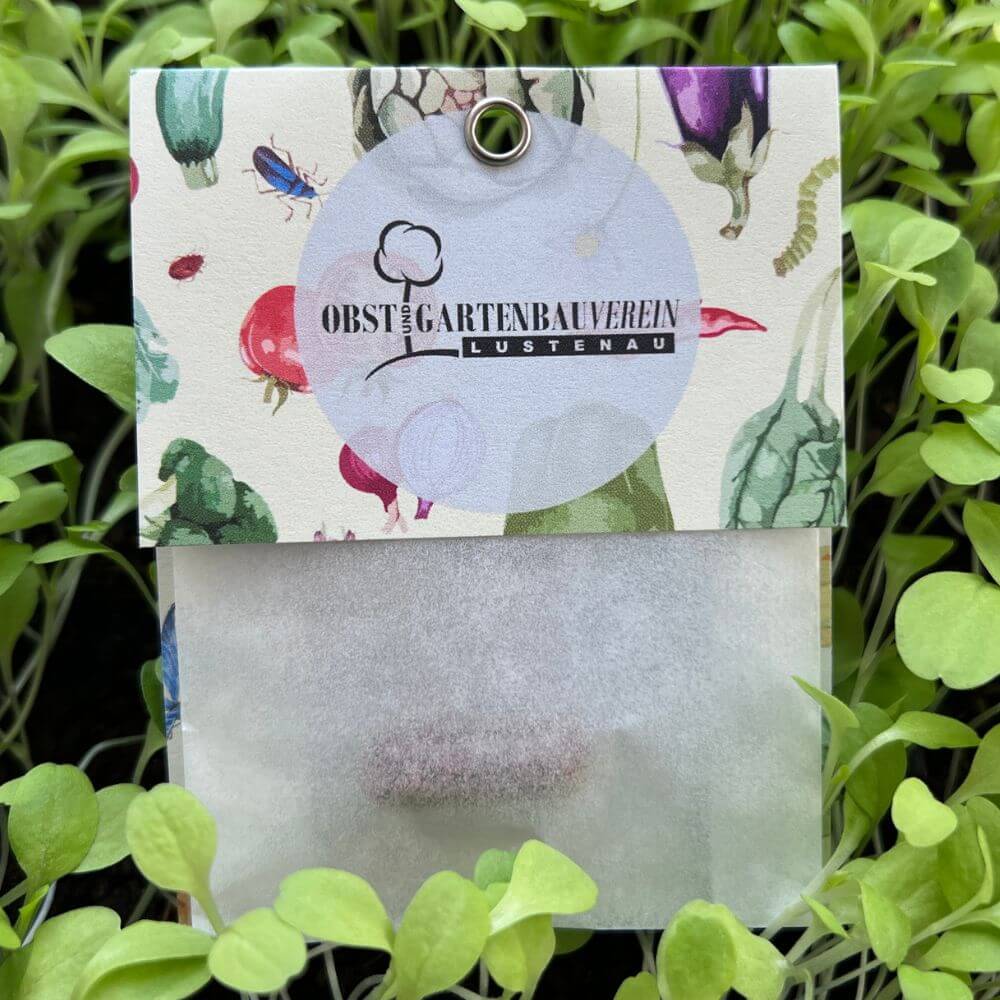 Foto des Saatgut-Säckchen der VLV mit 3 Saatgut-Kapseln