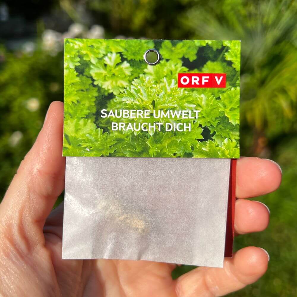Saatkapsel Give-Away des ORF für die Umweltaktion Saubere Umwelt