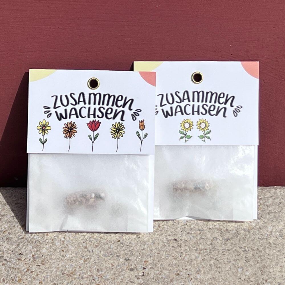 2 verschiedene Saatkapsel Give-Aways für Robert Franz Brandschutz