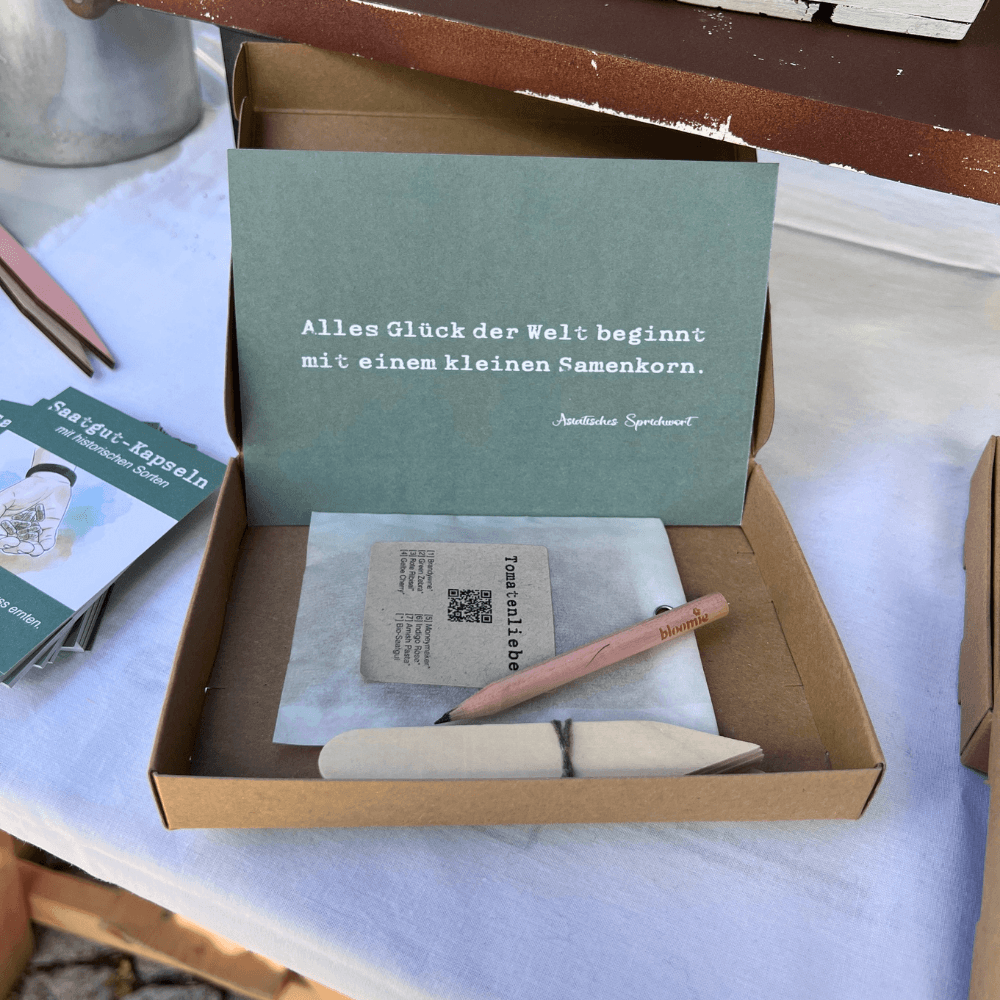 Saatkapsel-Set Siebensachen geöffnet