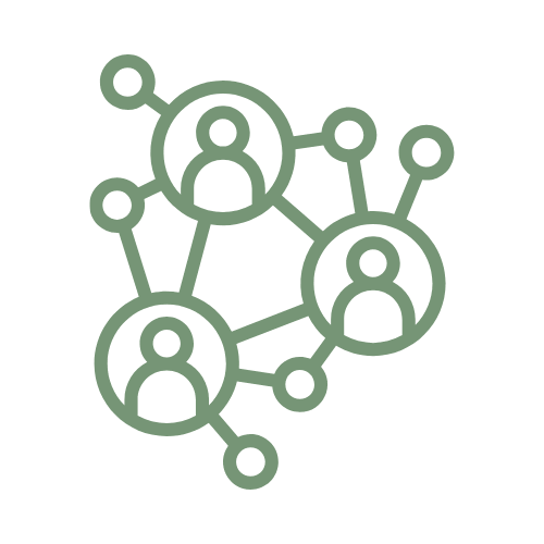 Illustration vernetzter Personen als Symbol für Beziehungen und soziale Systeme
