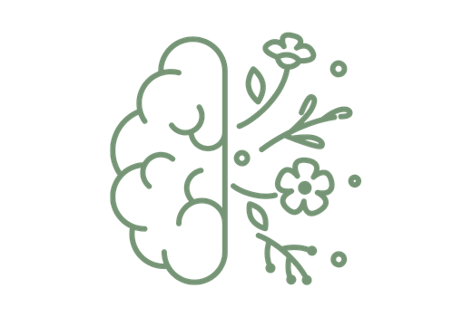 Illustration eines Gehirns mit Blumen als Symbol für neue funktionale Denkmuster