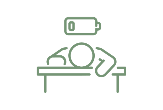 Illustration eines erschöpften Menschen mit leerer Batterie