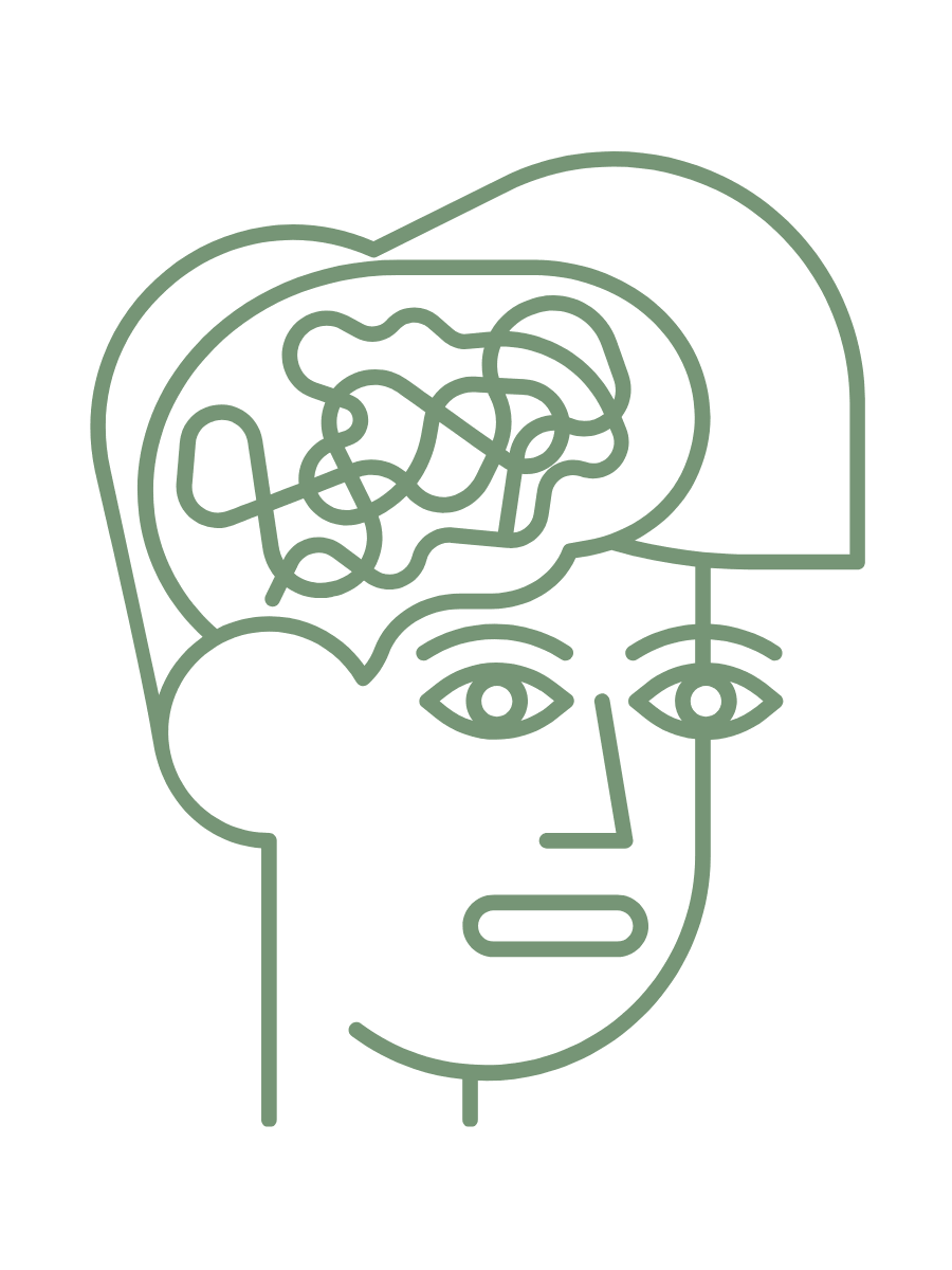 Illustration eines Kopfes mit verschlungenen Linien als Symbol für psychologische Begleitung in Ebstorf