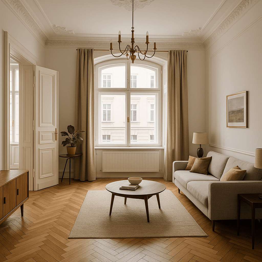 Wohnzimmer Wohnung im 8. Bezirk in Wien